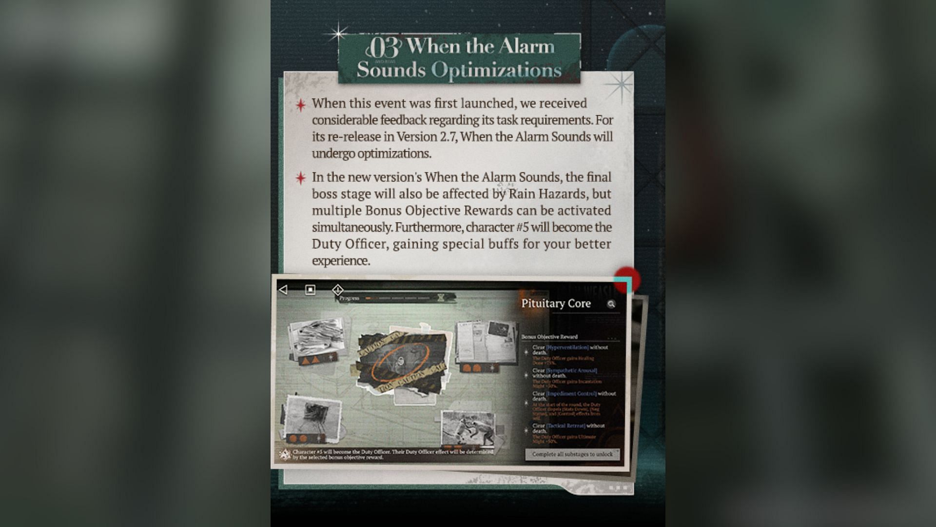 Changes to the When the Alarm Sounds game mode (Image via Bluepoch)